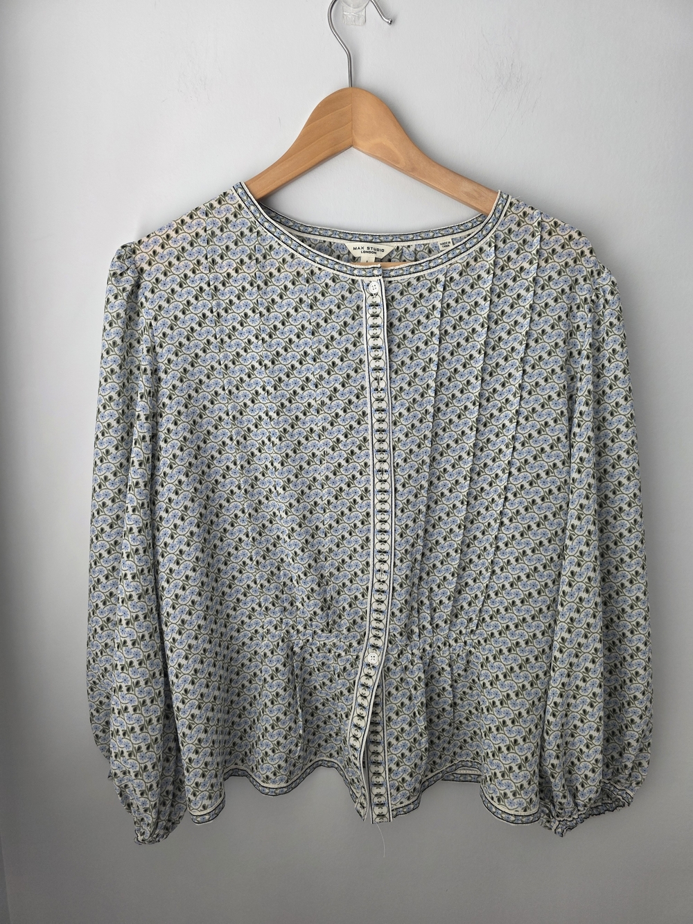 Max Studio London Floral Button Front Blouse Top Size Large